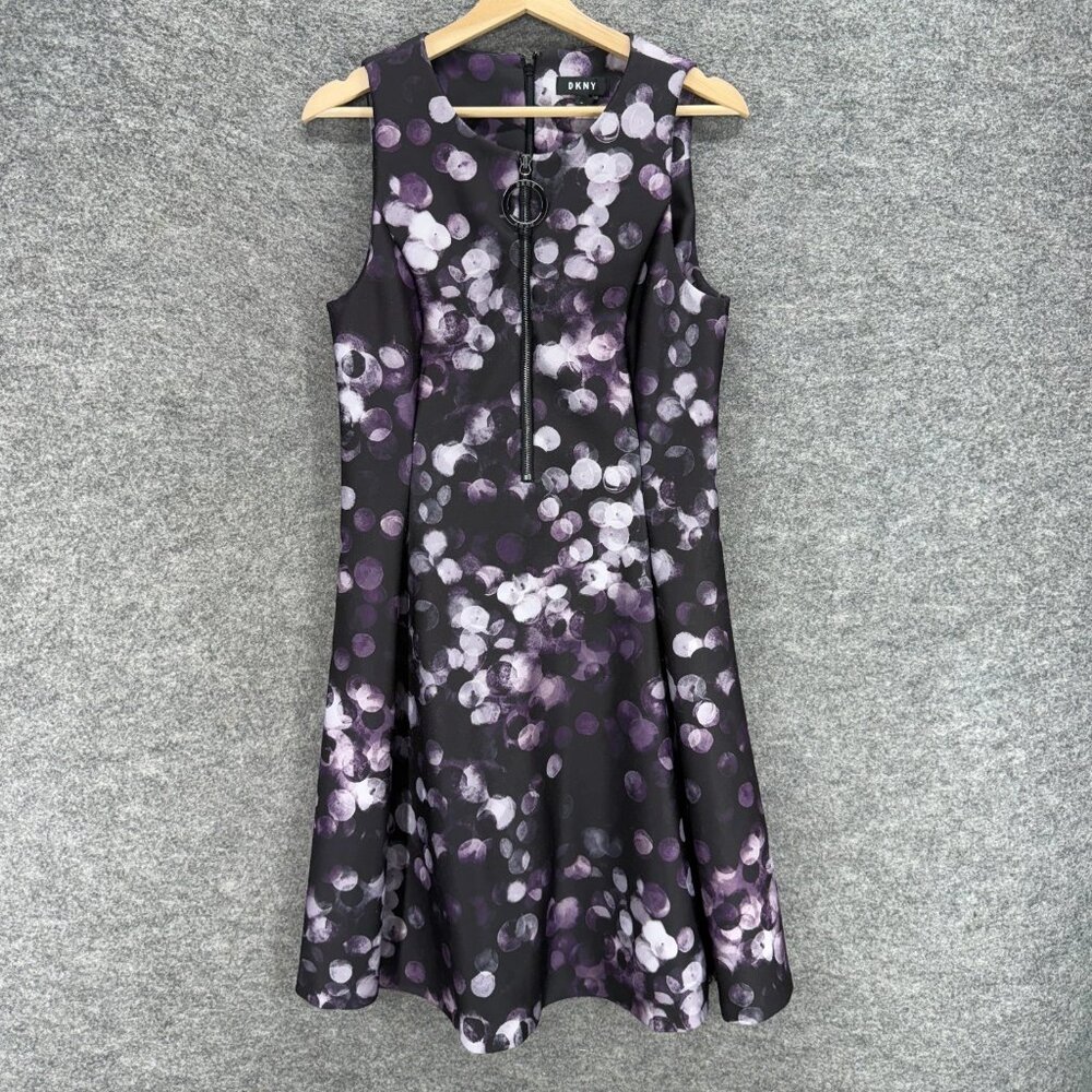 DKNY Dress Women Black Polka Dot Sheath Midi